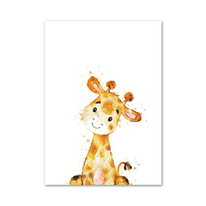 Children's Art Wild Animal Canvas Light Color Textured Wall Decor for Living Room Clearhalo 'Art Gallery' 'Canvas Art' 'Kids' Arts' 1956195