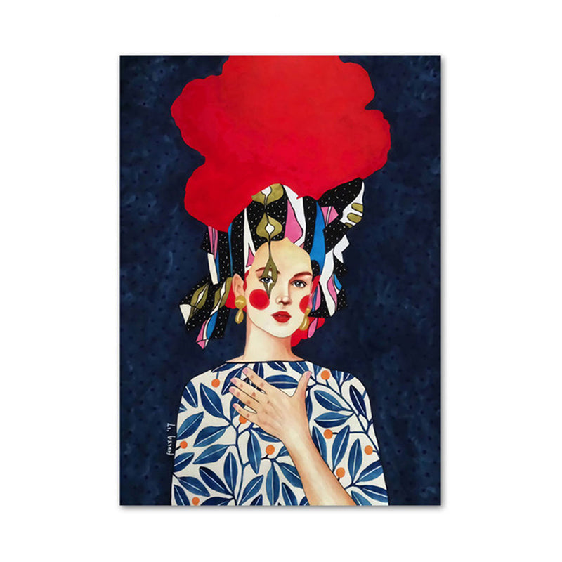Light Color Fashion Figure Painting Illustration Glam Textured Canvas for Lounge - Clearhalo - 'Arts' - 'Canvas Art' - 1956251