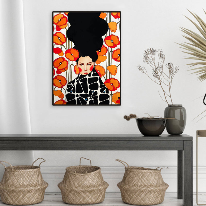 Light Color Fashion Figure Painting Illustration Glam Textured Canvas for Lounge - Clearhalo - 'Arts' - 'Canvas Art' - 1956258