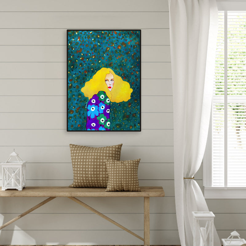 Light Color Fashion Figure Painting Illustration Glam Textured Canvas for Lounge - Clearhalo - 'Arts' - 'Canvas Art' - 1956261