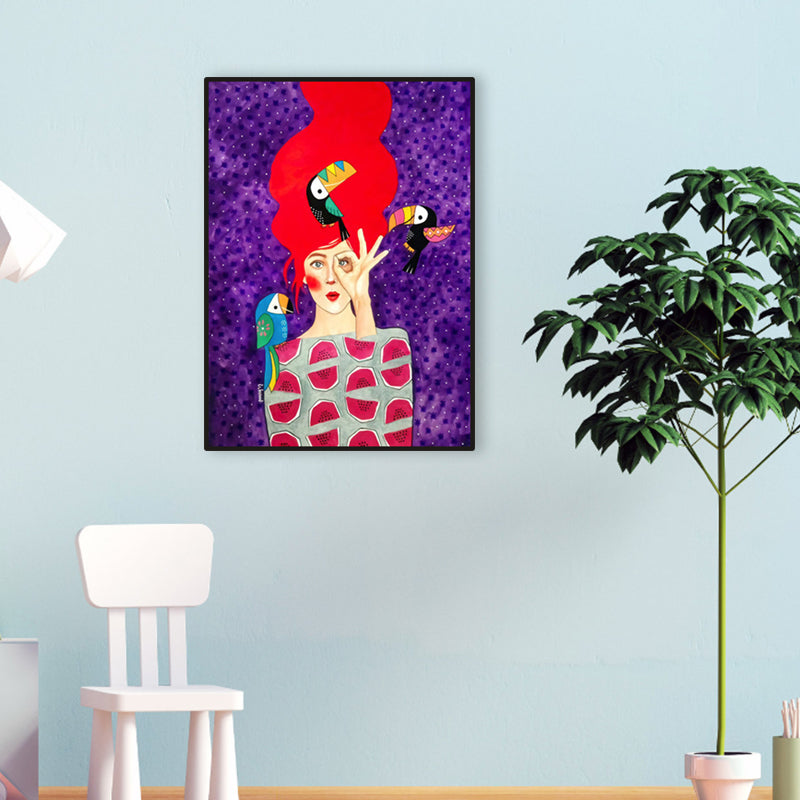 Light Color Fashion Figure Painting Illustration Glam Textured Canvas for Lounge - Clearhalo - 'Arts' - 'Canvas Art' - 1956266