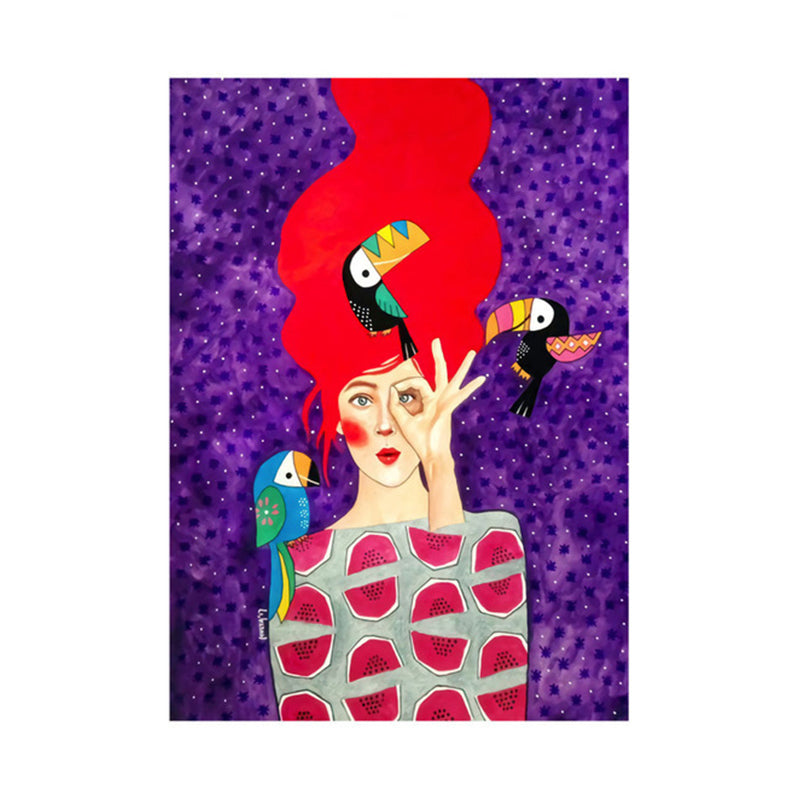 Light Color Fashion Figure Painting Illustration Glam Textured Canvas for Lounge - Clearhalo - 'Arts' - 'Canvas Art' - 1956267