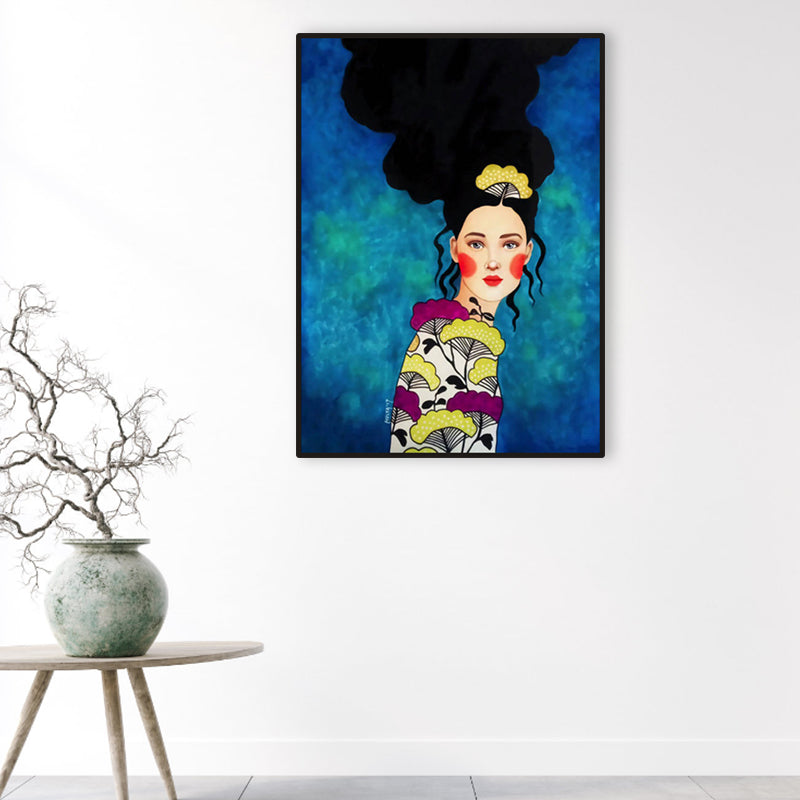Light Color Fashion Figure Painting Illustration Glam Textured Canvas for Lounge - Clearhalo - 'Arts' - 'Canvas Art' - 1956273