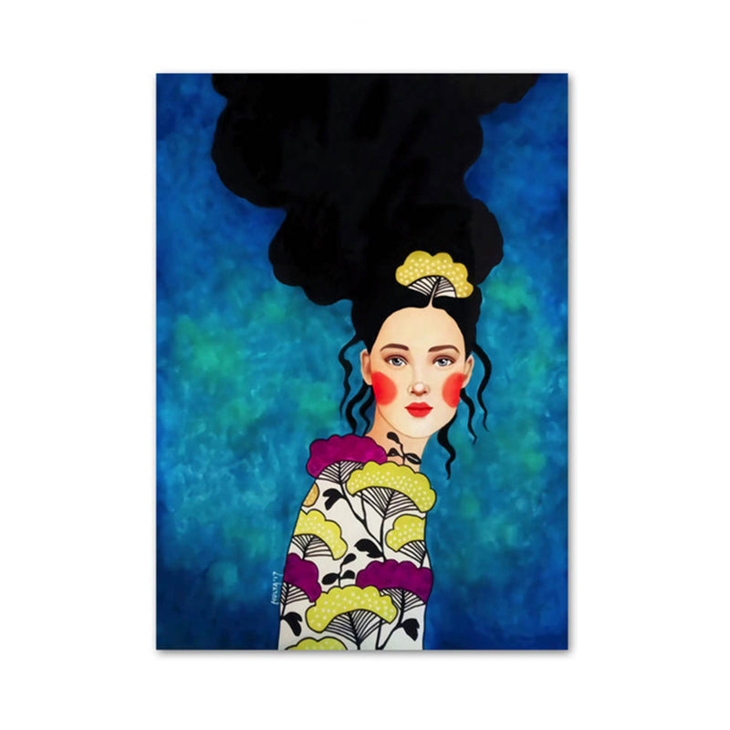Light Color Fashion Figure Painting Illustration Glam Textured Canvas for Lounge - Clearhalo - 'Arts' - 'Canvas Art' - 1956275