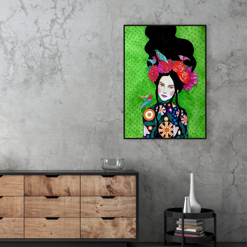 Light Color Fashion Figure Painting Illustration Glam Textured Canvas for Lounge - Clearhalo - 'Arts' - 'Canvas Art' - 1956277