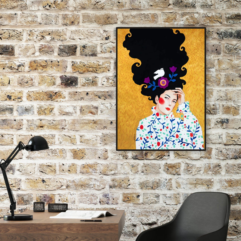 Light Color Fashion Figure Painting Illustration Glam Textured Canvas for Lounge - Clearhalo - 'Arts' - 'Canvas Art' - 1956282