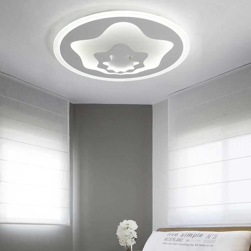Acrylic Star Flushmount Light for Girls Bedroom Cartoon Eye Caring LED Ceiling Lamp in White White White Clearhalo 'Ceiling Lights' 'Close To Ceiling Lights' 'Close to ceiling' 'Flush mount' Lighting' 195638