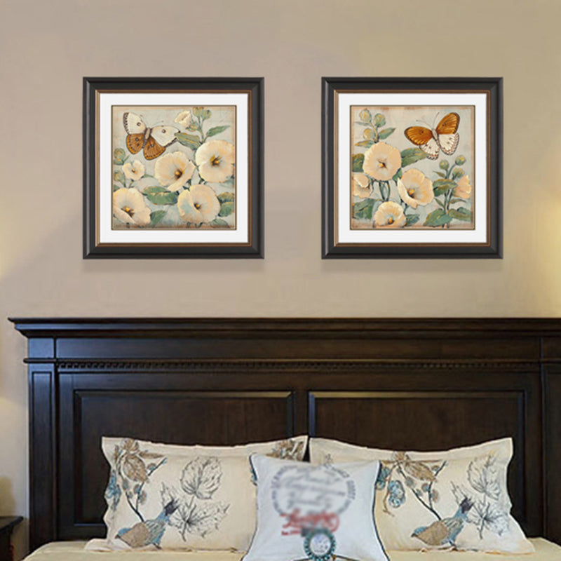 Butterfly and Flower Canvas Print Light Color Traditional Wall Decor for Girls Bedroom Clearhalo 'Art Gallery' 'Canvas Art' 'Traditional' Arts' 1956487