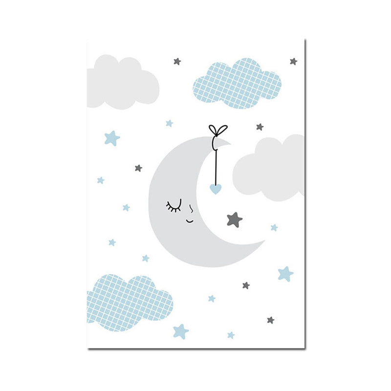 Gray Starry Sky Night Wall Decor Universe View Children's Art Textured Canvas for Room Clearhalo 'Art Gallery' 'Canvas Art' 'Kids' Arts' 1956641