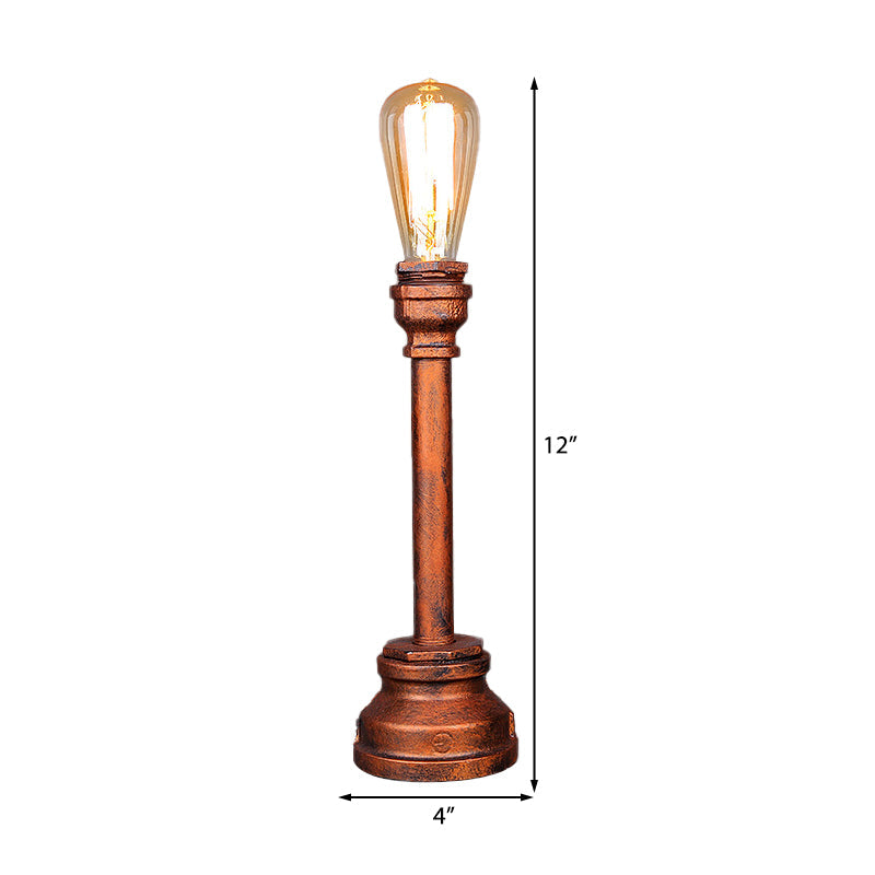 1 Light Exposed Table Lighting Industrial Style Copper/Antique Black Metal Table Lamp with Pipe Design for Restaurant Clearhalo 'Lamps' 'Table Lamps' Lighting' 195666
