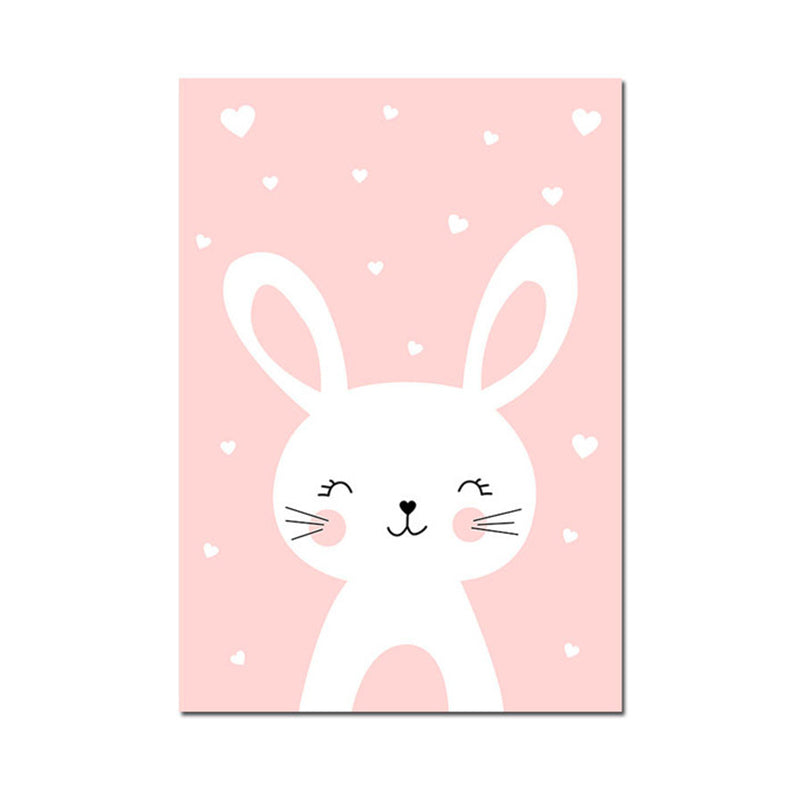 Merry Cartoon Animal Canvas Print Light Color Kids Style Painting for Baby Bedroom Clearhalo 'Art Gallery' 'Canvas Art' 'Kids' Arts' 1956694