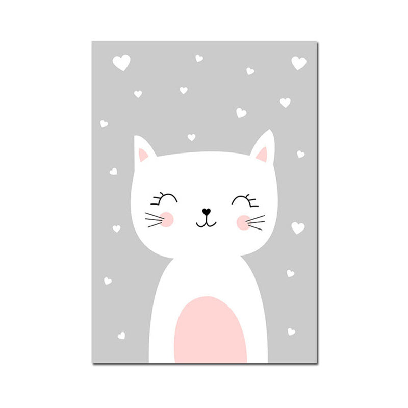 Merry Cartoon Animal Canvas Print Light Color Kids Style Painting for Baby Bedroom Clearhalo 'Art Gallery' 'Canvas Art' 'Kids' Arts' 1956702