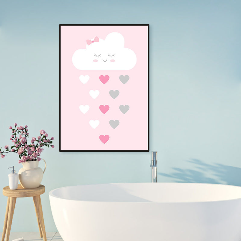 Illustrated Abstract Wall Decor Textured Children's Art Girls Bedroom Canvas in Pink Clearhalo 'Art Gallery' 'Canvas Art' 'Kids' Arts' 1956737