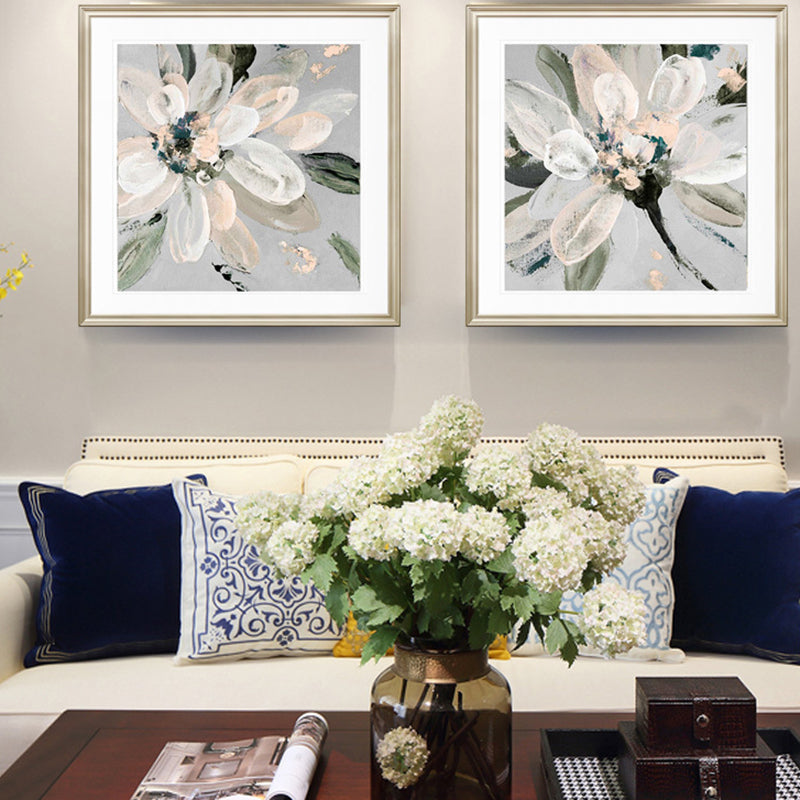 Contemporary Bloomy Flower Canvas Print Textured Soft Color Painting for Home Interior Light Orange Clearhalo 'Art Gallery' 'Canvas Art' 'Contemporary Art Gallery' 'Modern' Arts' 1956770