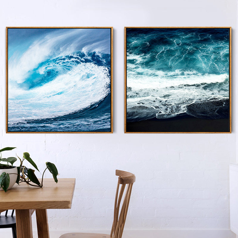 Soft Color Contemporary Wall Art Photo Vast Ocean View Canvas Print for Study Room Blue Clearhalo 'Art Gallery' 'Canvas Art' 'Contemporary Art Gallery' 'Modern' Arts' 1956809
