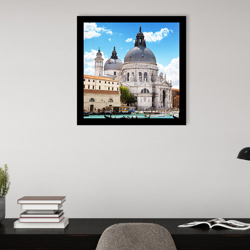 Light Color Architecture Art Print Landmark Global Inspired Textured Canvas for Sitting Room - Clearhalo - 'Arts' - 'Canvas Art' - 1956871