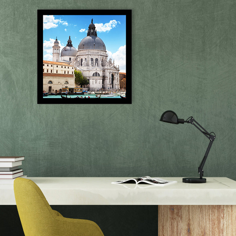 Light Color Architecture Art Print Landmark Global Inspired Textured Canvas for Sitting Room - Clearhalo - 'Arts' - 'Canvas Art' - 1956872