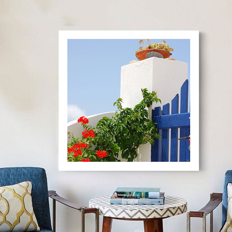 Light Color Architecture Art Print Landmark Global Inspired Textured Canvas for Sitting Room - White - Clearhalo - 'Arts' - 'Canvas Art' - 1956878