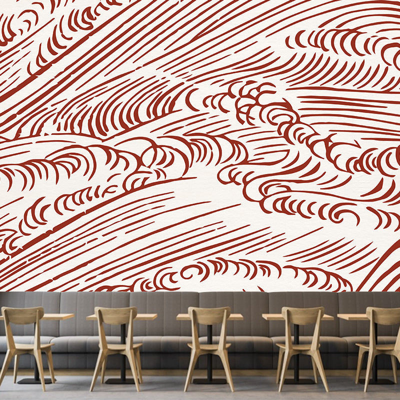 Non-Woven Home Decor Mural Wallpaper Modern Clouding Pattern Wall Covering, Customised Light Red Clearhalo 'Wall Decor' 'Wall Mural' 1957186