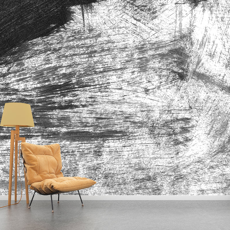 Giant Contemporary Wall Mural Black Brush Stroke Pattern Wall Decor, Custom Printed Black Design 2 Clearhalo 'Wall Decor' 'Wall Mural' 1957637