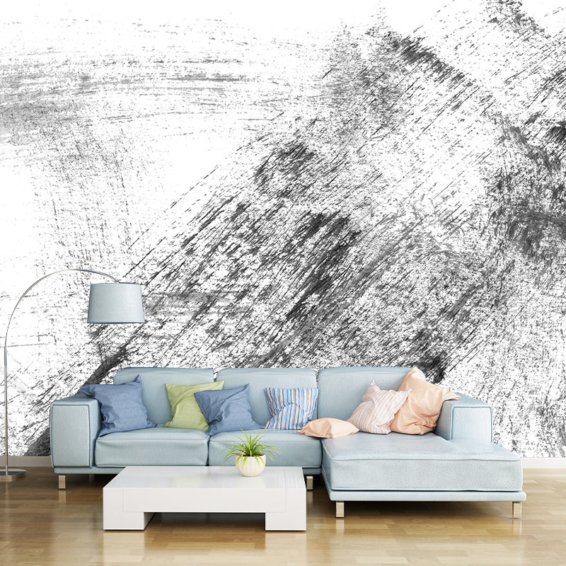 Giant Contemporary Wall Mural Black Brush Stroke Pattern Wall Decor, Custom Printed Black Design 3 Clearhalo 'Wall Decor' 'Wall Mural' 1957642