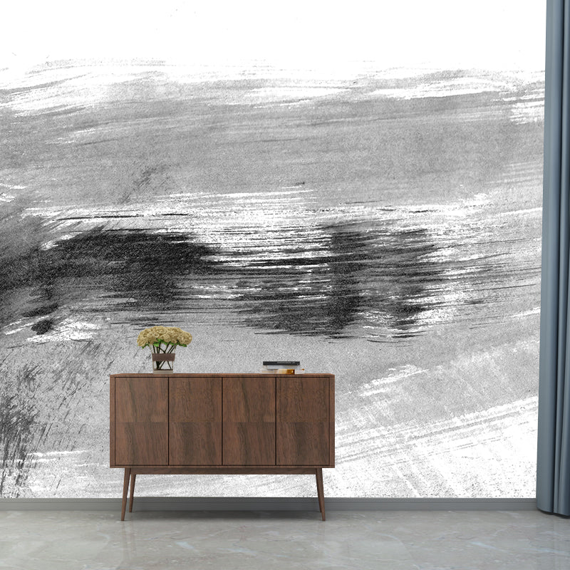 Giant Contemporary Wall Mural Black Brush Stroke Pattern Wall Decor, Custom Printed Black Design 4 Clearhalo 'Wall Decor' 'Wall Mural' 1957647
