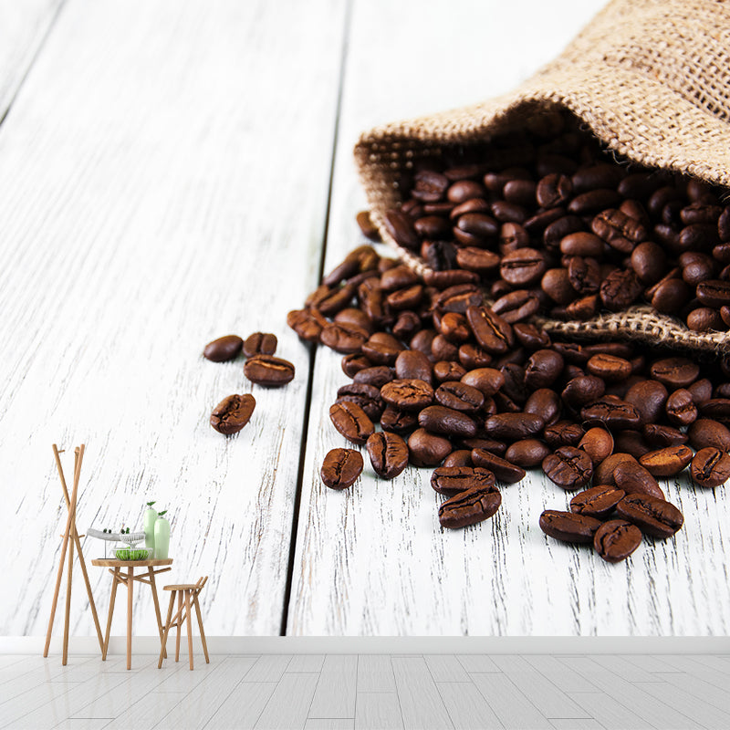 Full Size Photography Modern Mural Wallpaper with Coffee Bean Graphic in Soft Color Dark Brown Clearhalo 'Wall Decor' 'Wall Mural' 1957842
