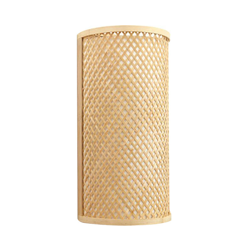 Half-Cylindrical Flush Mount Wall Light Minimalist Bamboo 1 Head Hallway Wall Sconce in Beige Clearhalo 'Modern wall lights' 'Modern' 'Wall Lamps & Sconces' 'Wall Lights' Lighting' 1958242