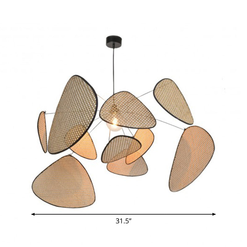 Hand-Worked Leaf Pendant Lighting Stylish Asian Bamboo 1 Bulb Beige Ceiling Suspension Lamp, 27.5"/31.5"/39" Wide Clearhalo 'Ceiling Lights' 'Modern Pendants' 'Modern' 'Pendant Lights' 'Pendants' Lighting' 1958558