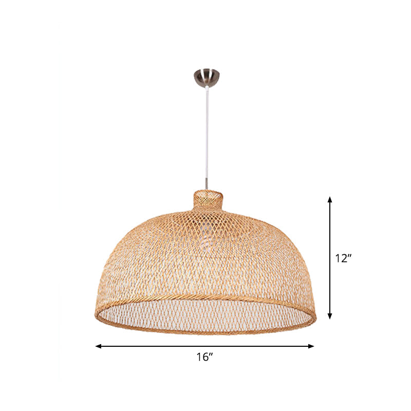 1 Head Bistro Pendulum Light Asian Beige Hanging Pendant Light with Bowl/Jar/Cloche Bamboo Shade Clearhalo 'Ceiling Lights' 'Modern Pendants' 'Modern' 'Pendant Lights' 'Pendants' Lighting' 1958564