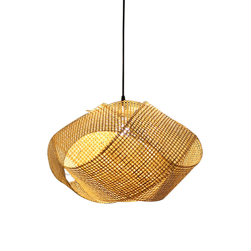 Entwined Hanging Pendant Light Contemporary Bamboo Single Dining Room Ceiling Light in Beige, 16"/19.5"/27.5" W Clearhalo 'Ceiling Lights' 'Modern Pendants' 'Modern' 'Pendant Lights' 'Pendants' Lighting' 1958621