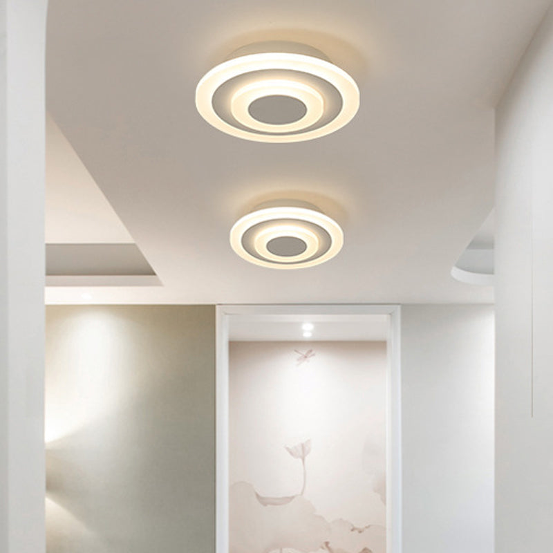 Round/Square Small Ceiling Lamp Simple Style Acrylic White/Coffee LED Flushmount in Warm/White Light for Corridor Clearhalo 'Ceiling Lights' 'Close To Ceiling Lights' 'Close to ceiling' 'Flush mount' Lighting' 1958940