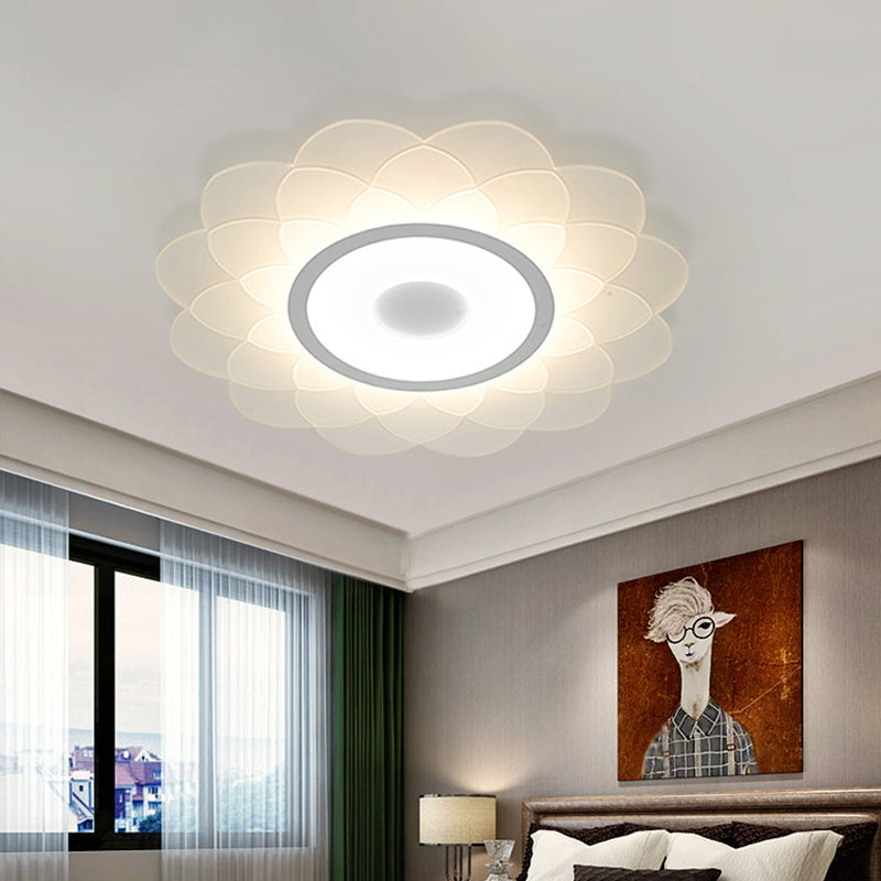 White Blossom Flower Flush Mounted Light Modernist 16.5"/20.5"/31" Wide LED Acrylic Ceiling Lighting in Warm/White Light Clearhalo 'Ceiling Lights' 'Close To Ceiling Lights' 'Close to ceiling' 'Flush mount' Lighting' 1959052