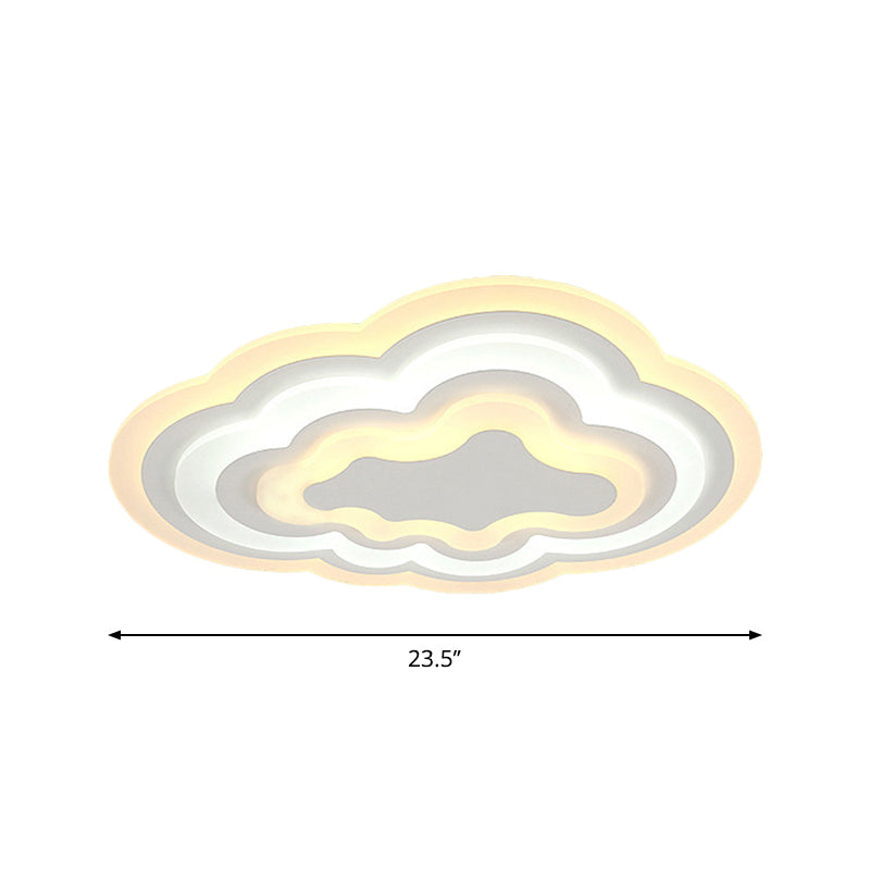 Cartoon Cloud Flush Ceiling Light Acrylic Child Bedroom LED Flushmount Lighting in Warm/White Light, 19.5"/23.5"/31" Width Clearhalo 'Ceiling Lights' 'Close To Ceiling Lights' 'Close to ceiling' 'Flush mount' Lighting' 1959116