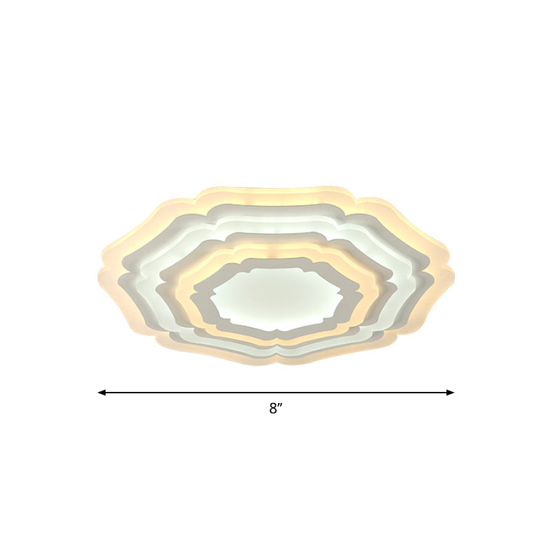 White Floral Layer Ceiling Flush Mount Modern 8"/19.5"/39" Wide LED Acrylic Flush-Mount Light Fixture for Living Room Clearhalo 'Ceiling Lights' 'Close To Ceiling Lights' 'Close to ceiling' 'Flush mount' Lighting' 1959128