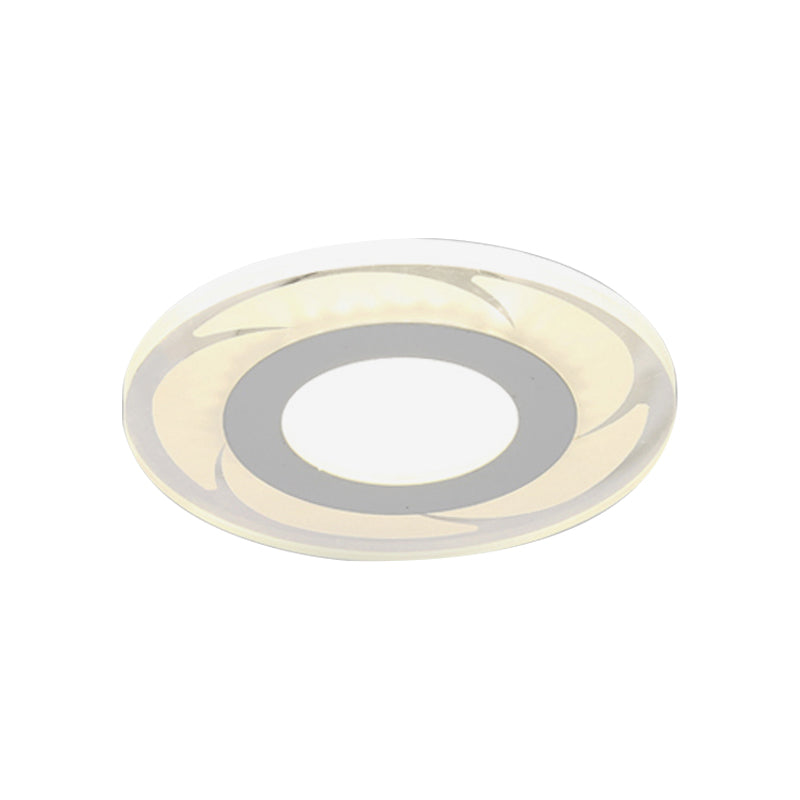 Ultrathin Hallway LED Ceiling Lamp Simplicity White Small Flush Mount Light with Floral/Square/Triangle Acrylic Shade Clearhalo 'Ceiling Lights' 'Close To Ceiling Lights' 'Close to ceiling' 'Flush mount' Lighting' 1959225