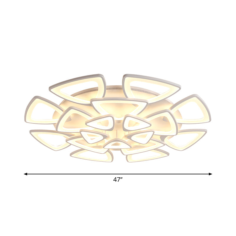 Minimalist Triangle Flower Flush Mount Acrylic 5/12/18 Heads Living Room Semi Flush Mount Ceiling Lamp in White Clearhalo 'Ceiling Lights' 'Close To Ceiling Lights' 'Close to ceiling' 'Semi-flushmount' Lighting' 1959268