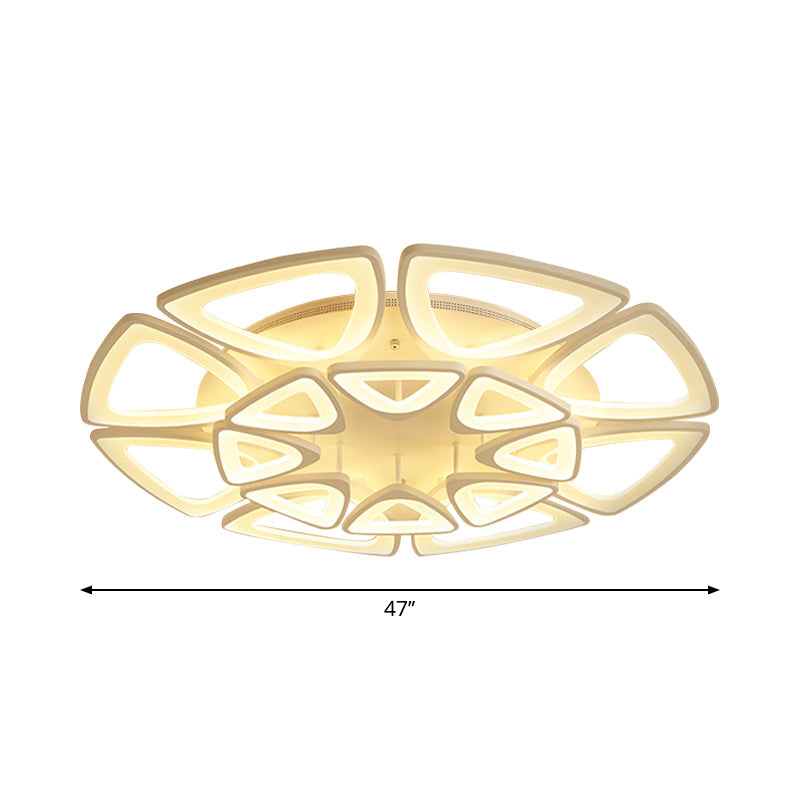 Minimalist Triangle Flower Flush Mount Acrylic 5/12/18 Heads Living Room Semi Flush Mount Ceiling Lamp in White Clearhalo 'Ceiling Lights' 'Close To Ceiling Lights' 'Close to ceiling' 'Semi-flushmount' Lighting' 1959273