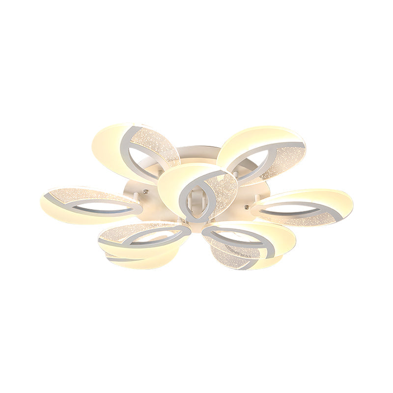 Petal LED Flush Ceiling Light Fixture Modernist Acrylic 5/9/18-Light White Semi Mount Lighting for Bedroom Clearhalo 'Ceiling Lights' 'Close To Ceiling Lights' 'Close to ceiling' 'Semi-flushmount' Lighting' 1959282
