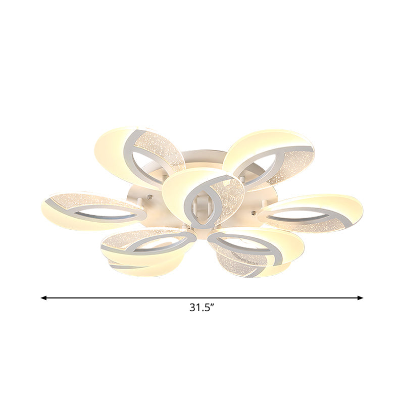 Petal LED Flush Ceiling Light Fixture Modernist Acrylic 5/9/18-Light White Semi Mount Lighting for Bedroom Clearhalo 'Ceiling Lights' 'Close To Ceiling Lights' 'Close to ceiling' 'Semi-flushmount' Lighting' 1959283