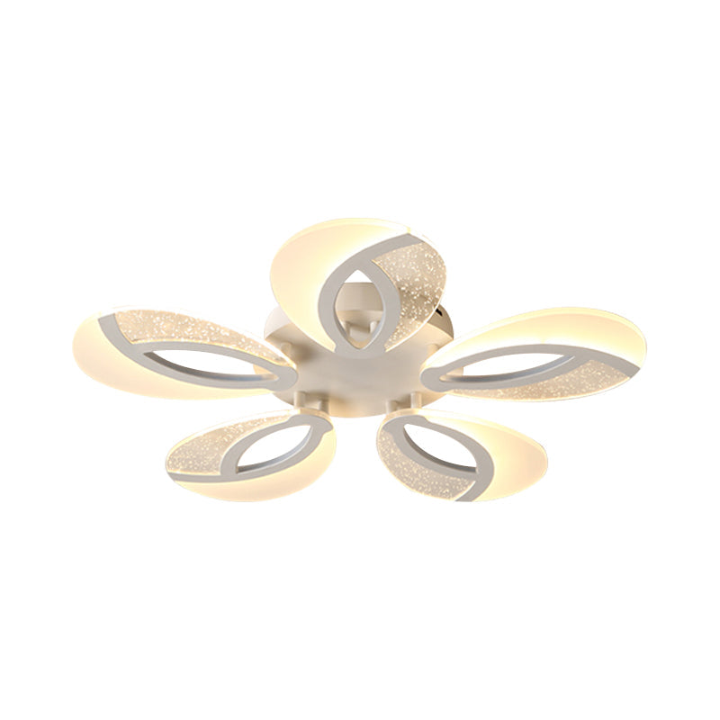 Petal LED Flush Ceiling Light Fixture Modernist Acrylic 5/9/18-Light White Semi Mount Lighting for Bedroom Clearhalo 'Ceiling Lights' 'Close To Ceiling Lights' 'Close to ceiling' 'Semi-flushmount' Lighting' 1959287