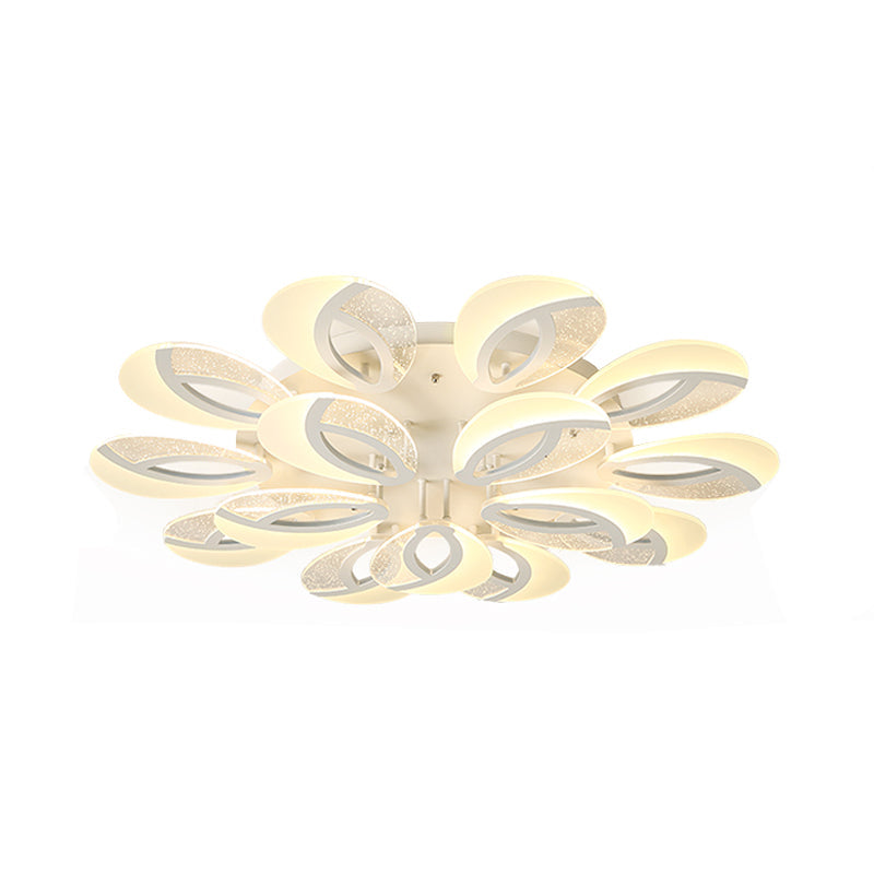 Petal LED Flush Ceiling Light Fixture Modernist Acrylic 5/9/18-Light White Semi Mount Lighting for Bedroom Clearhalo 'Ceiling Lights' 'Close To Ceiling Lights' 'Close to ceiling' 'Semi-flushmount' Lighting' 1959297