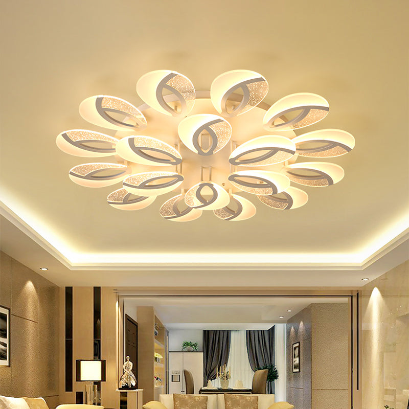 Petal LED Flush Ceiling Light Fixture Modernist Acrylic 5/9/18-Light White Semi Mount Lighting for Bedroom Clearhalo 'Ceiling Lights' 'Close To Ceiling Lights' 'Close to ceiling' 'Semi-flushmount' Lighting' 1959300