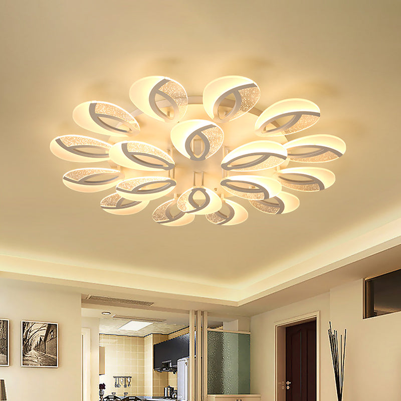 Petal LED Flush Ceiling Light Fixture Modernist Acrylic 5/9/18-Light White Semi Mount Lighting for Bedroom Clearhalo 'Ceiling Lights' 'Close To Ceiling Lights' 'Close to ceiling' 'Semi-flushmount' Lighting' 1959301
