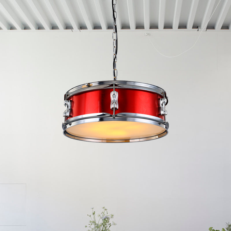 Drum Shape Metal Chandeliers Three-bulb Industrial Pendant Light for Living Room Clearhalo 'Ceiling Lights' 'Chandeliers' Lighting' options 1959578