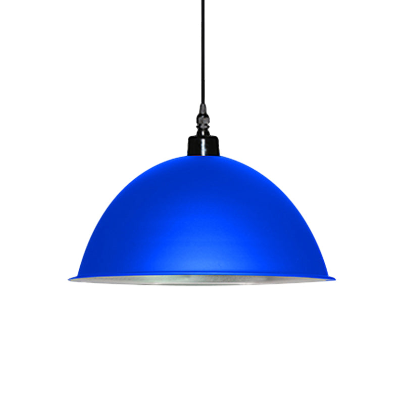 1 Head Hanging Lamp with Dome Shade Metallic Industrial Living Room Ceiling Pendant Light in Red/Yellow Clearhalo 'Art Deco Pendants' 'Cast Iron' 'Ceiling Lights' 'Ceramic' 'Crystal' 'Industrial Pendants' 'Industrial' 'Metal' 'Middle Century Pendants' 'Pendant Lights' 'Pendants' 'Tiffany' Lighting' 1959589