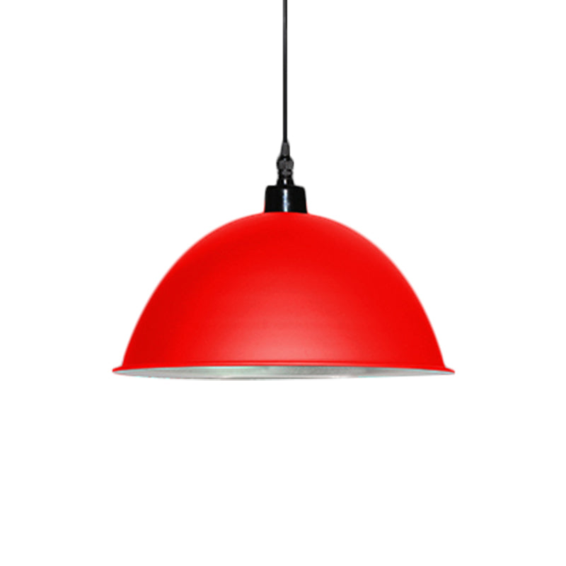 1 Head Hanging Lamp with Dome Shade Metallic Industrial Living Room Ceiling Pendant Light in Red/Yellow Clearhalo 'Art Deco Pendants' 'Cast Iron' 'Ceiling Lights' 'Ceramic' 'Crystal' 'Industrial Pendants' 'Industrial' 'Metal' 'Middle Century Pendants' 'Pendant Lights' 'Pendants' 'Tiffany' Lighting' 1959597
