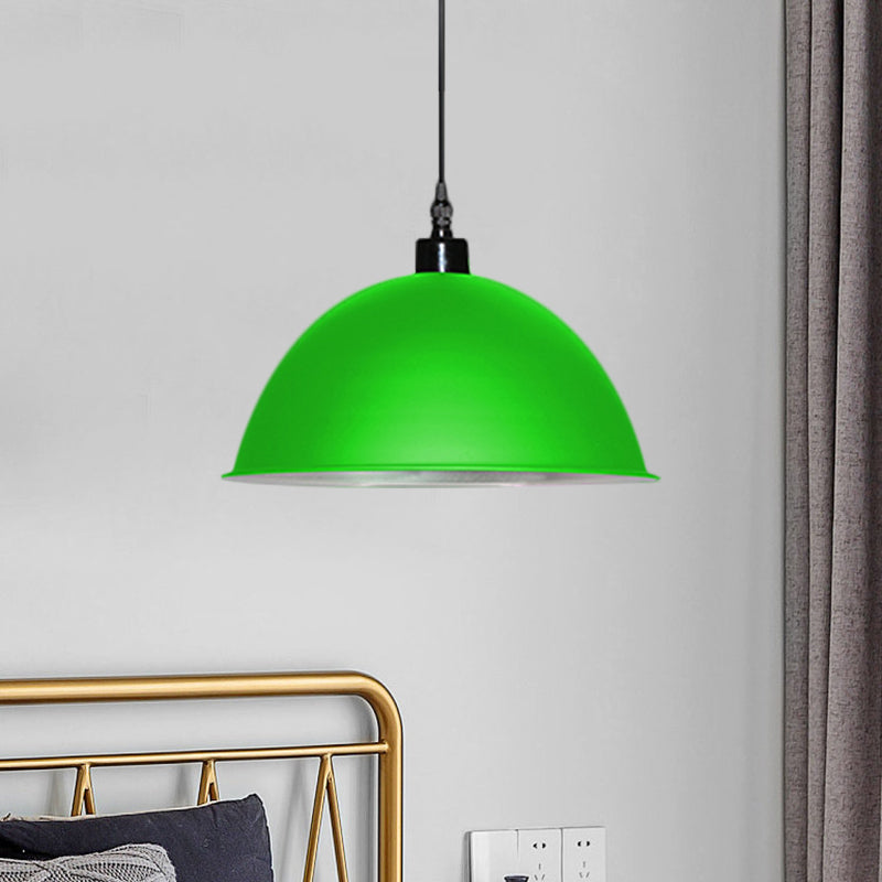 1 Head Hanging Lamp with Dome Shade Metallic Industrial Living Room Ceiling Pendant Light in Red/Yellow Clearhalo 'Art Deco Pendants' 'Cast Iron' 'Ceiling Lights' 'Ceramic' 'Crystal' 'Industrial Pendants' 'Industrial' 'Metal' 'Middle Century Pendants' 'Pendant Lights' 'Pendants' 'Tiffany' Lighting' 1959600
