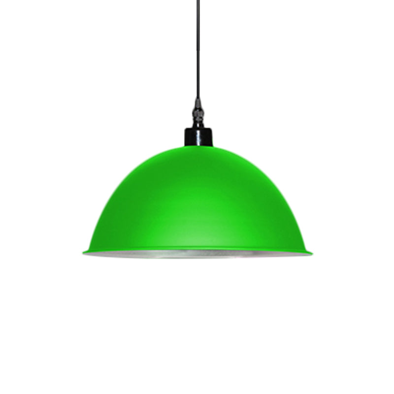 1 Head Hanging Lamp with Dome Shade Metallic Industrial Living Room Ceiling Pendant Light in Red/Yellow Clearhalo 'Art Deco Pendants' 'Cast Iron' 'Ceiling Lights' 'Ceramic' 'Crystal' 'Industrial Pendants' 'Industrial' 'Metal' 'Middle Century Pendants' 'Pendant Lights' 'Pendants' 'Tiffany' Lighting' 1959601