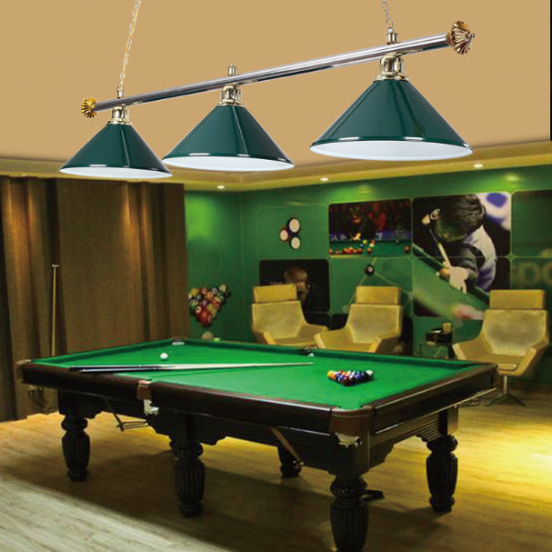 Conical Metallic Billiard Light Factory 3-Head Indoor Island Lighting Fixture in Black/Red/Blue Clearhalo 'Ceiling Lights' 'Island Lights' Lighting' 1960125